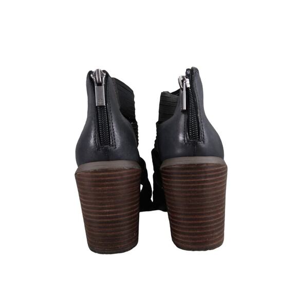 Lucky Brand Shoes Womens 7 Sandal Bootie Block Heel Open Toe Leather Zip Black - Picture 5 of 12